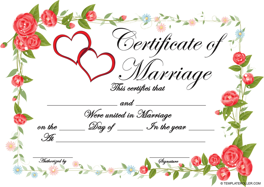 White Marriage Certificate Template