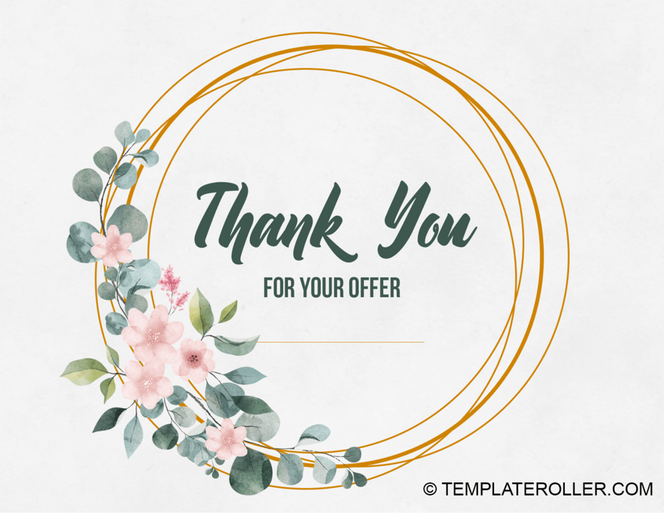 Thank You Card Template - Flowers, Page 1