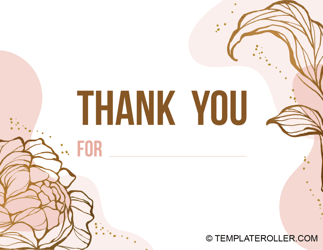 Document preview: Thank You Card Template - Gold Flower Bud