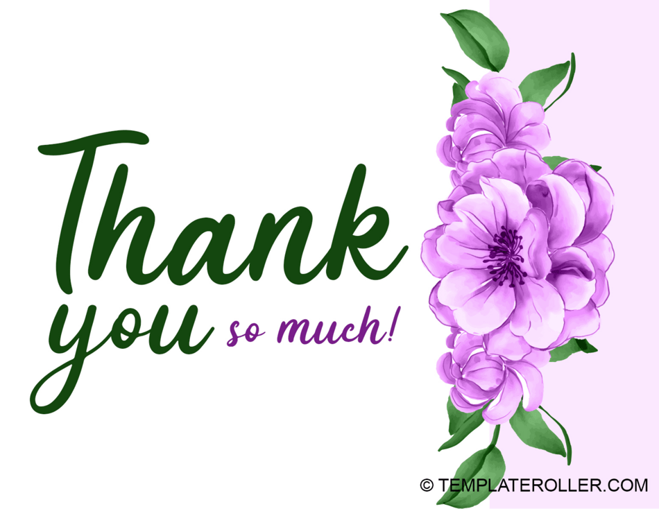 Thank You Card Template - Violet Flower Bud, Page 1