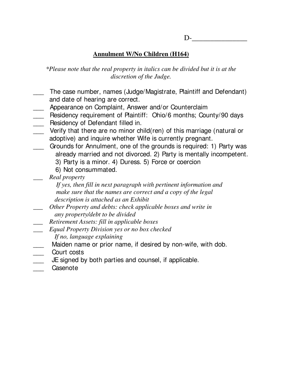 Form H164 Judgment Entry of Annulment - Cuyahoga County, Ohio, Page 3