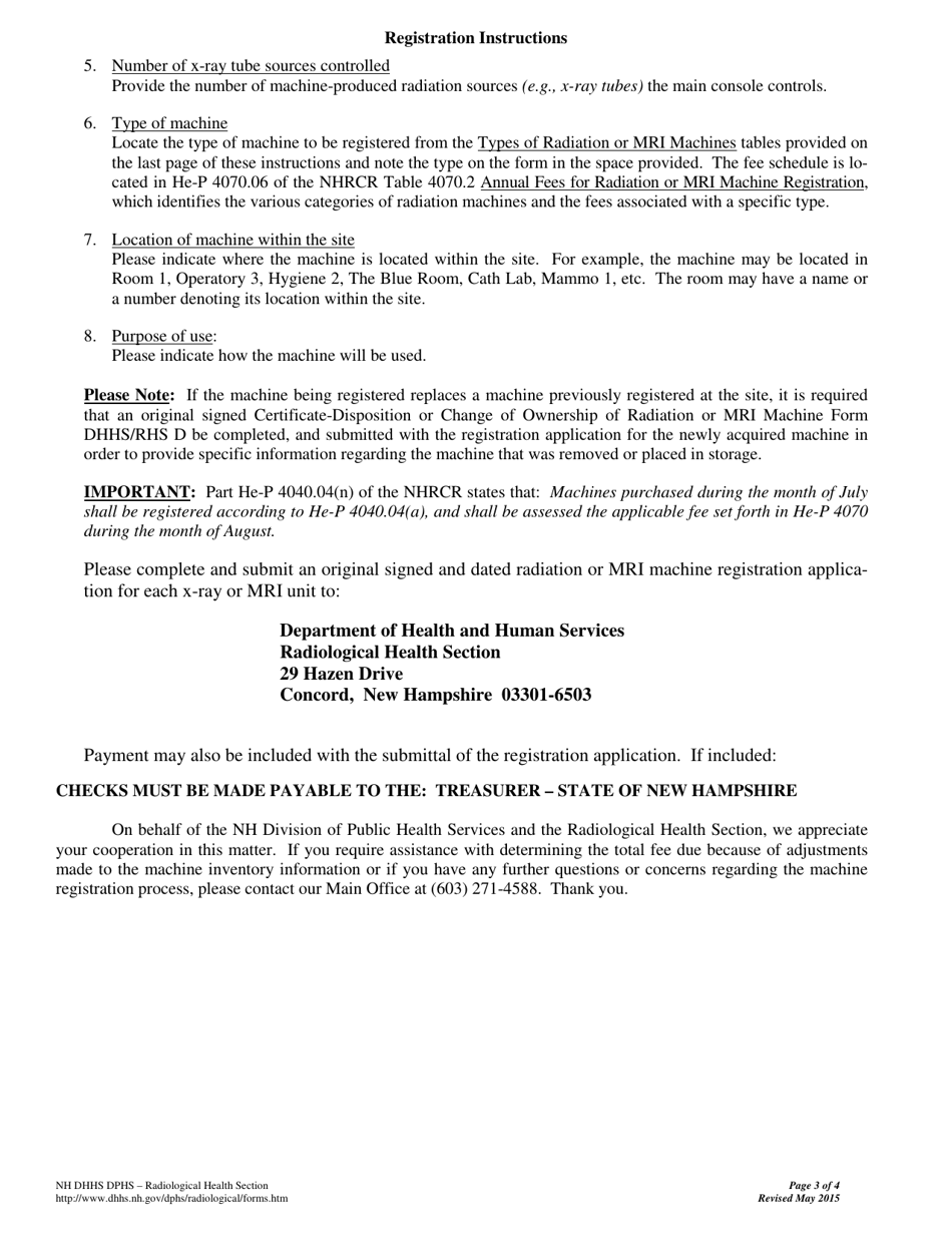Form DHHS / RHS-A Application for Radiation or Magnetic Resonance Imaging Machine Registration - New Hampshire, Page 4