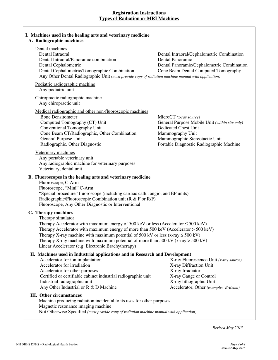 Form DHHS / RHS-A Application for Radiation or Magnetic Resonance Imaging Machine Registration - New Hampshire, Page 5