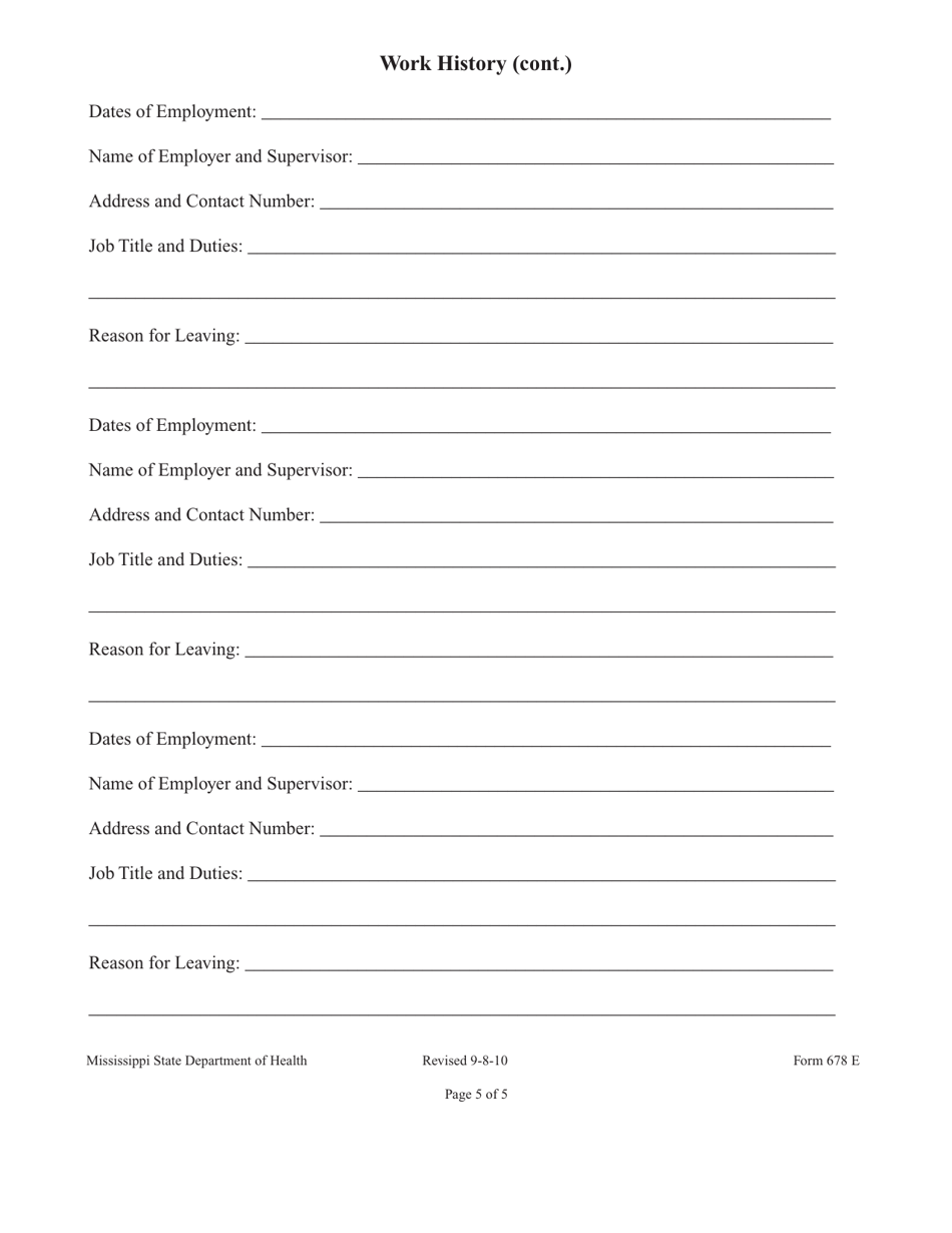 Form 678 Petition for Removal of Finding of Neglect From the Mississippi Nurse Aide Registry - Mississippi, Page 11
