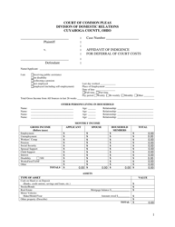 Document preview: Affidavit of Indigence for Deferral of Court Costs - Cuyahoga County, Ohio