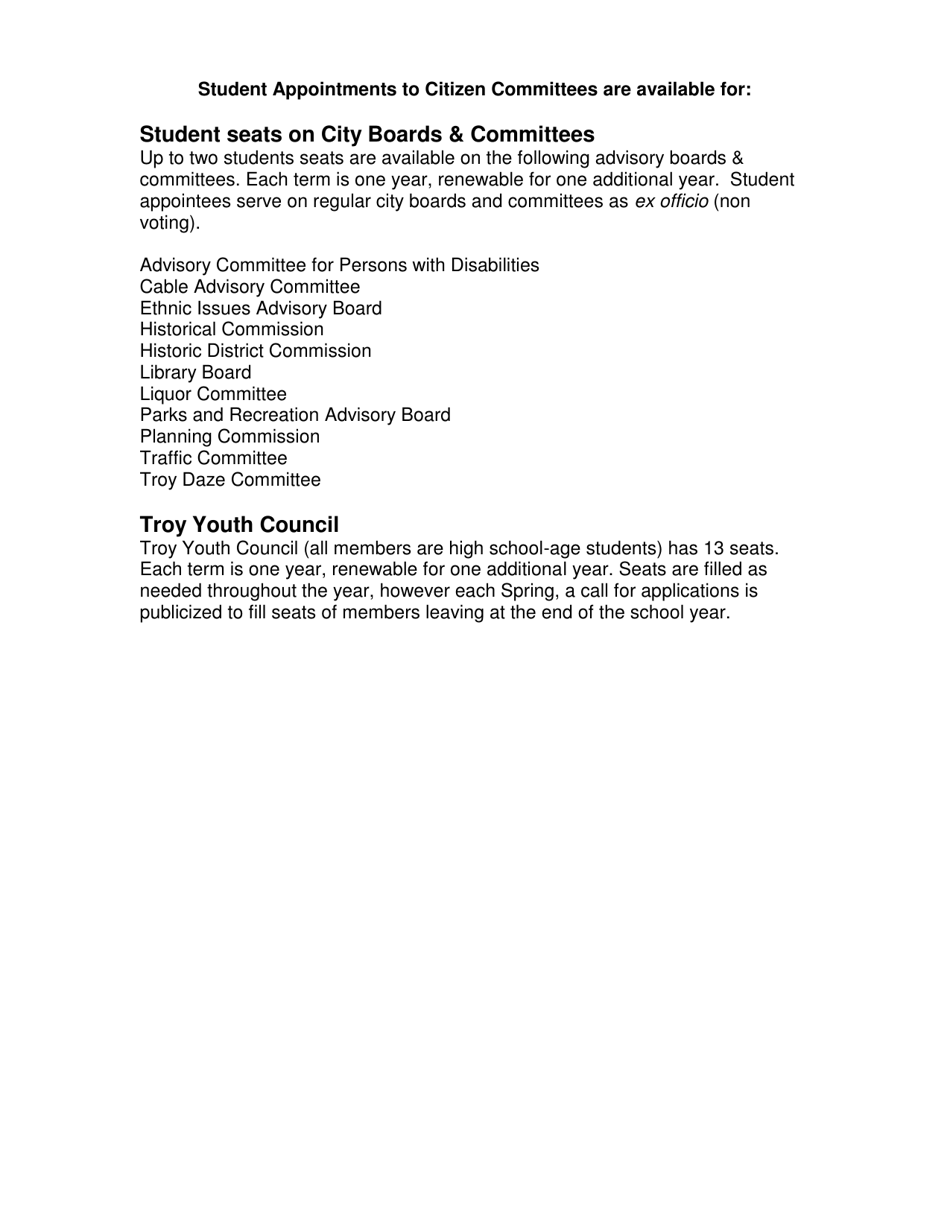 Student Board Application - City of Troy, Michigan, Page 3