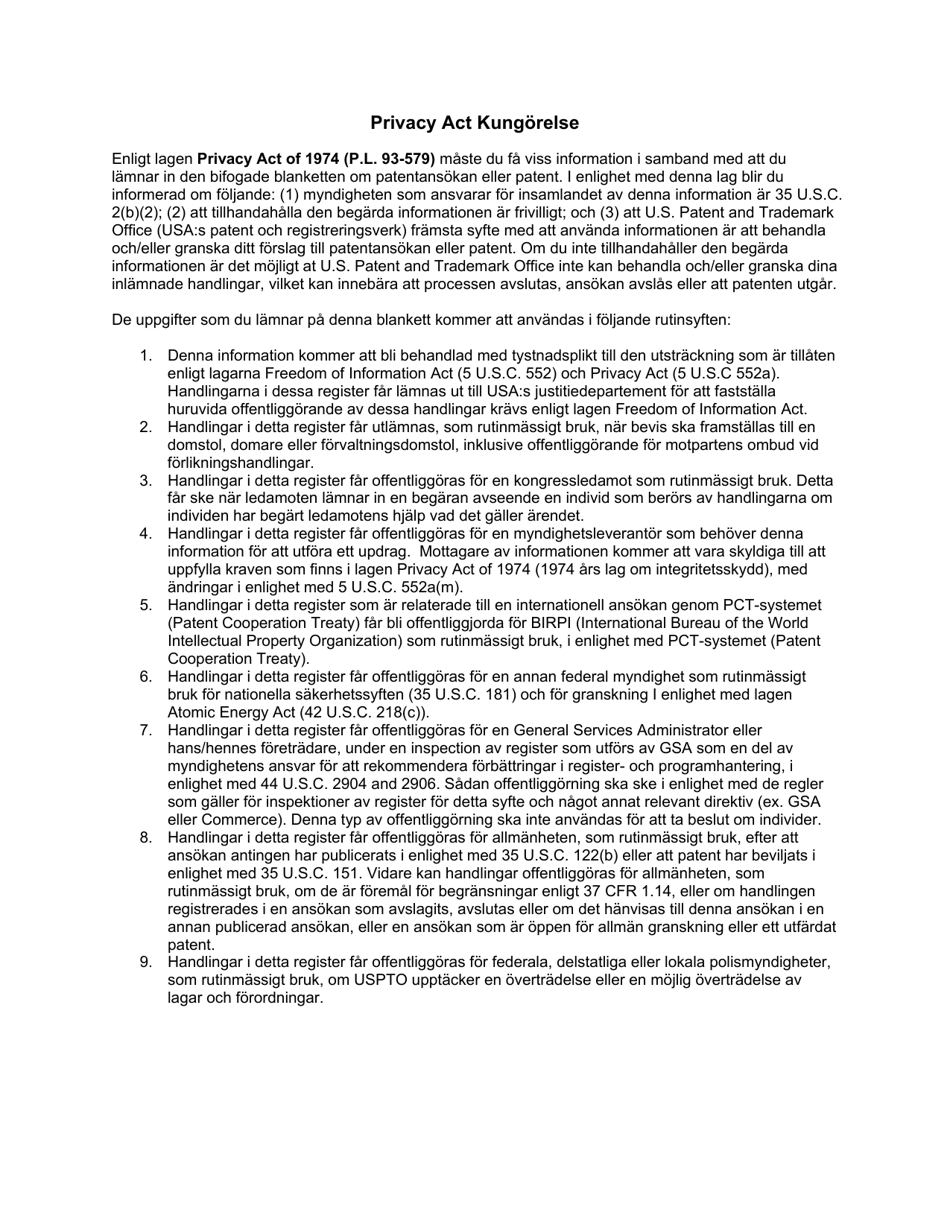 Form PTO / AIA / 82 Transmittal for Power of Attorney to One or More Registered Practitioners (English / Swedish), Page 5