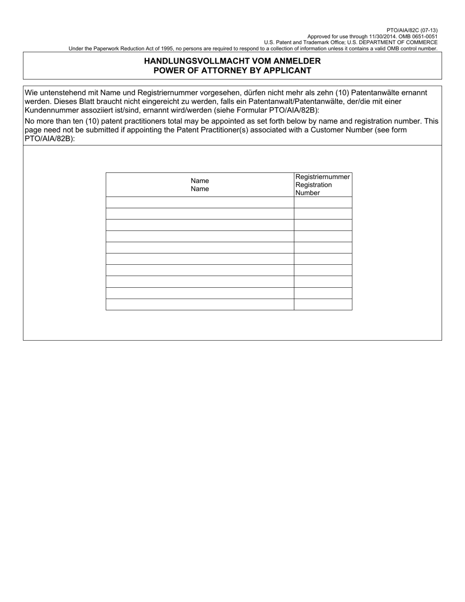 Form PTO / AIA / 82 Transmittal for Power of Attorney to One or More Registered Practitioners (English / German), Page 4