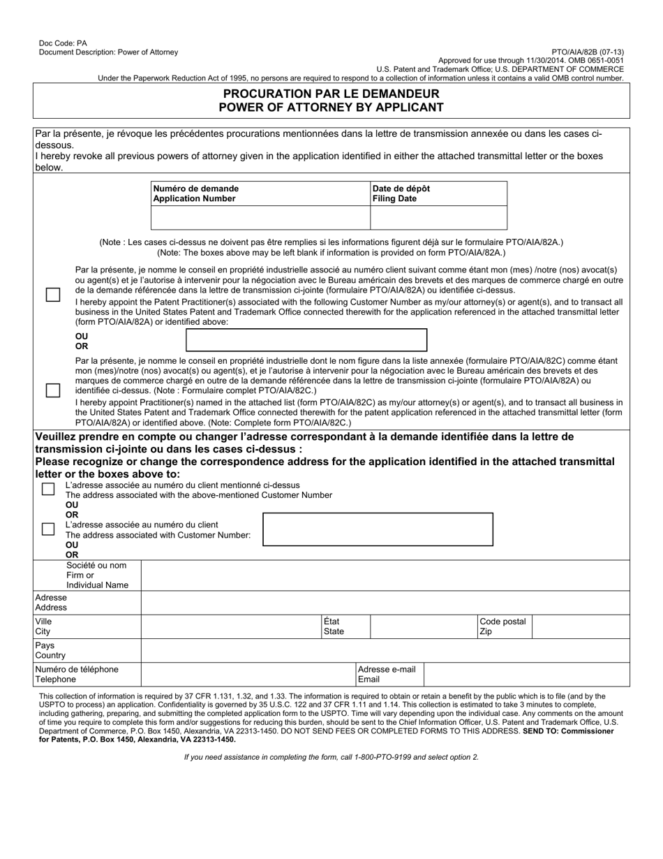 Form PTO / AIA / 82 Transmittal for Power of Attorney to One or More Registered Practitioners (English / French), Page 2