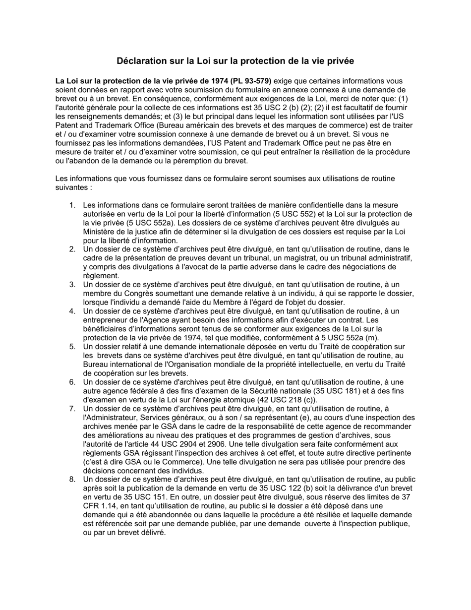 Form PTO / AIA / 82 Transmittal for Power of Attorney to One or More Registered Practitioners (English / French), Page 5