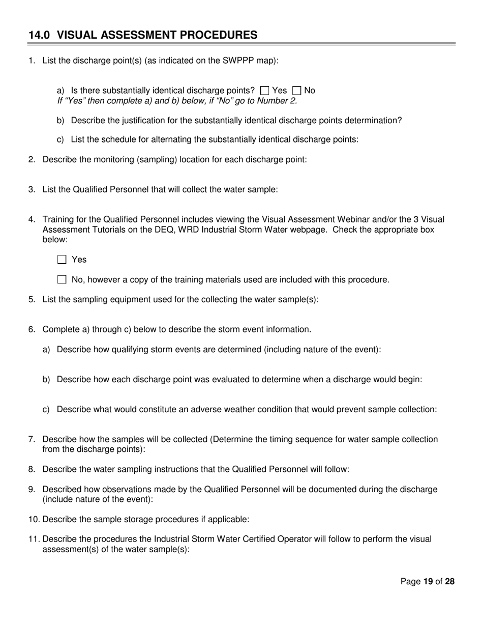 Michigan Storm Water Pollution Prevention Plan (Swppp) Template Fill