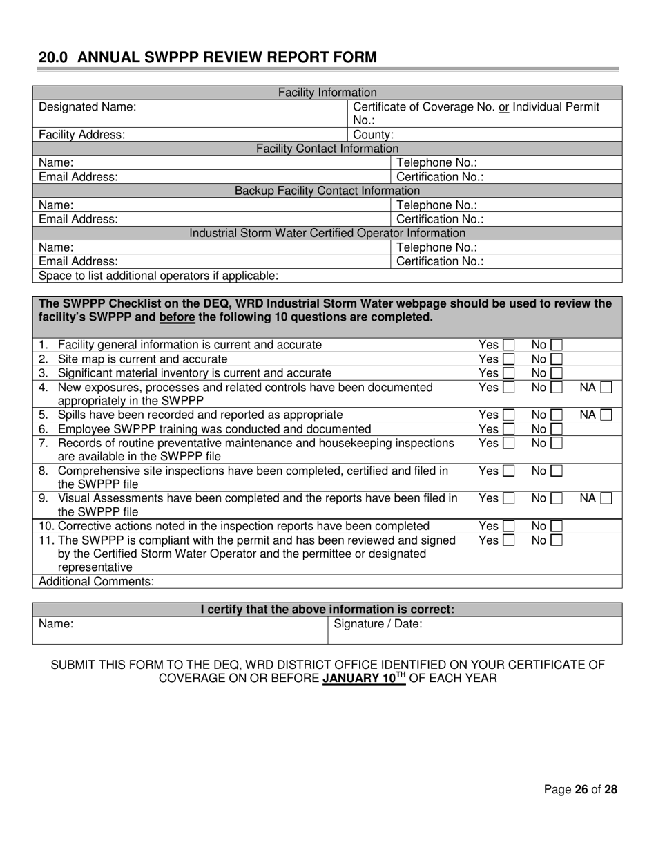 Storm Water Pollution Prevention Plan (Swppp) Template - Michigan, Page 26
