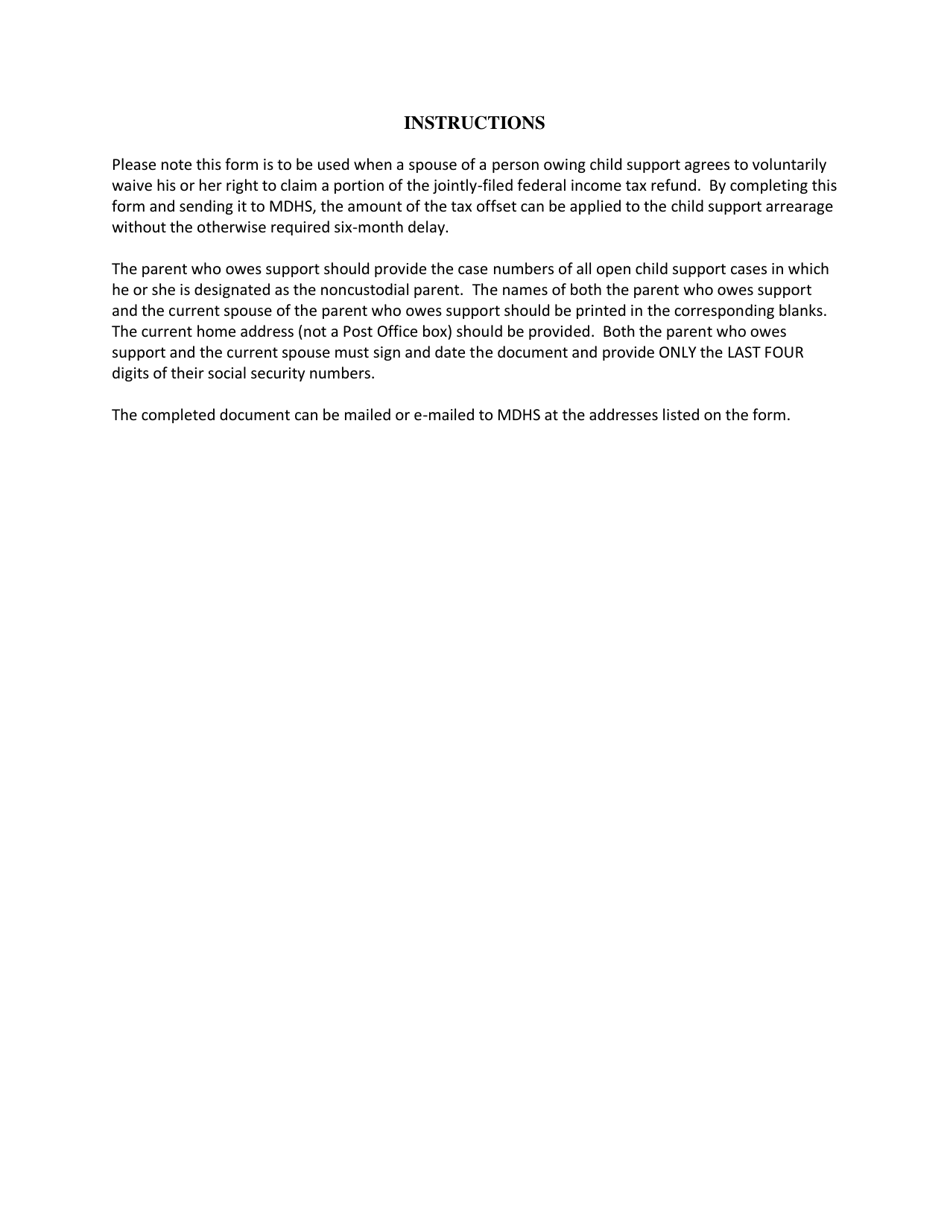 Request to Release IRS Joint Tax Refund (Injured Spouse Waiver) - Mississippi, Page 1