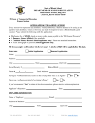 Document preview: Application for Agent License - Rhode Island