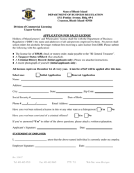 Application for Sales License - Rhode Island