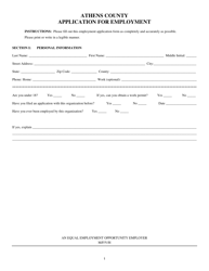 Document preview: Application for Employment - Athens County, Ohio