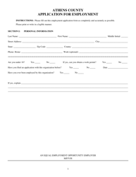 Application for Employment - Athens County, Ohio