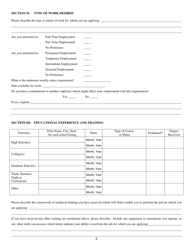 Application for Employment - Athens County, Ohio, Page 2