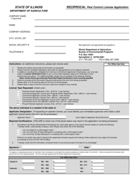 Document preview: Reciprocal Pest Control License Application - Illinois