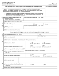 Form SSA-2-BK &quot;Application for Wife's or Husband's Insurance Benefits&quot;