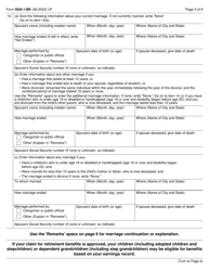 Form SSA-1-BK Application for Retirement Insurance Benefits, Page 3