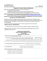 Form SSA-7004 Request for Social Security Statement