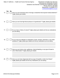 Form DHCS5103 Client Health Questionnaire and Initial Screening Questions - California, Page 4