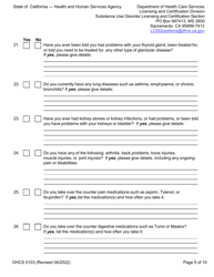 Form DHCS5103 Client Health Questionnaire and Initial Screening Questions - California, Page 5