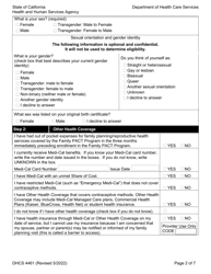 Form DHCS4461 Health Access Program Family Pact Program Client Eligibility Certification - California, Page 2