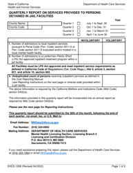 Form DHCS1008 Quarterly Report on Services Provided to Persons Detained in Jail Facilities - California