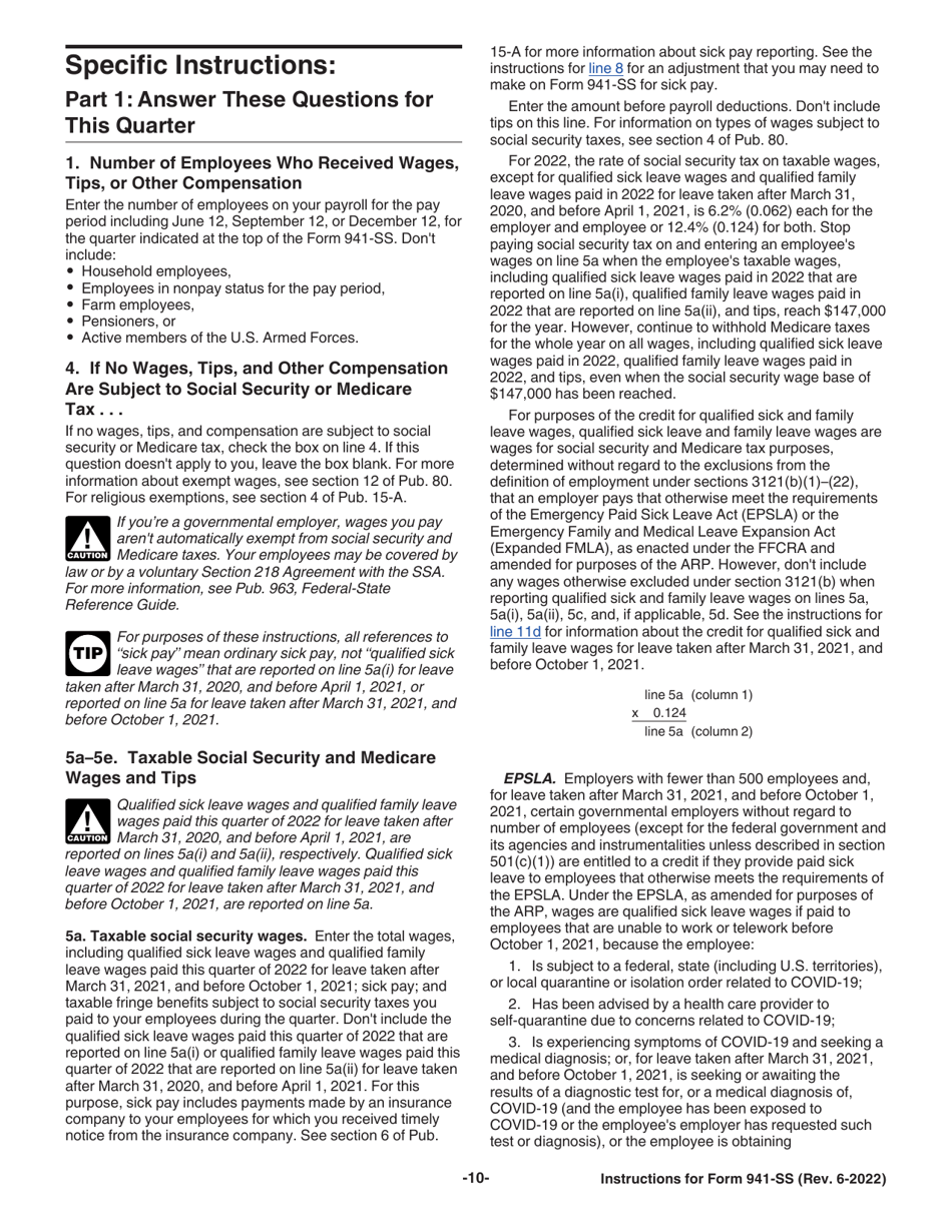 Instructions for IRS Form 941-SS Employers Quarterly Federal Tax Return - American Samoa, Guam, the Commonwealth of the Northern Mariana Islands, and the U.S. Virgin Islands, Page 10