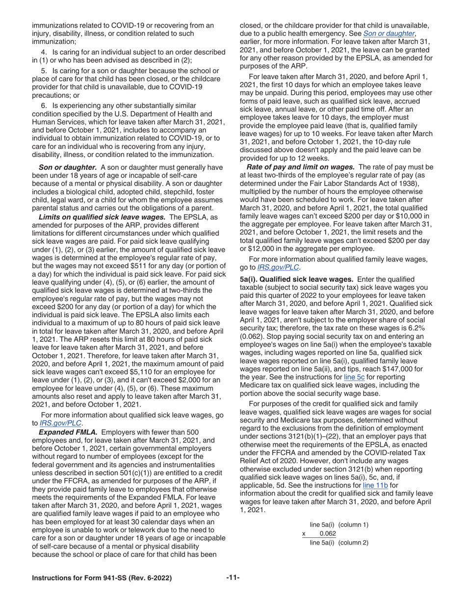 Instructions for IRS Form 941-SS Employers Quarterly Federal Tax Return - American Samoa, Guam, the Commonwealth of the Northern Mariana Islands, and the U.S. Virgin Islands, Page 11
