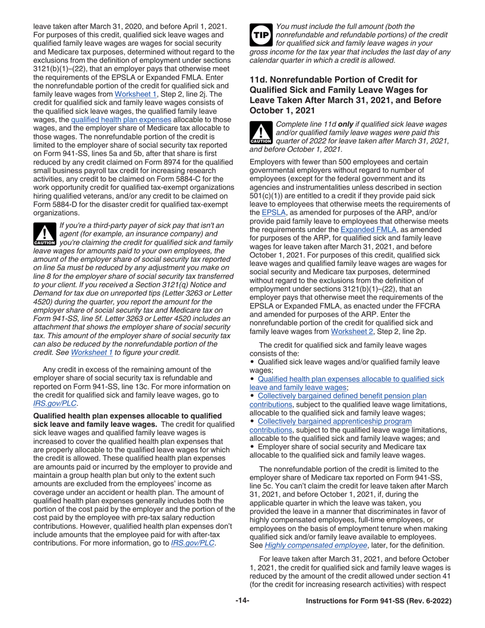 Instructions for IRS Form 941-SS Employers Quarterly Federal Tax Return - American Samoa, Guam, the Commonwealth of the Northern Mariana Islands, and the U.S. Virgin Islands, Page 14