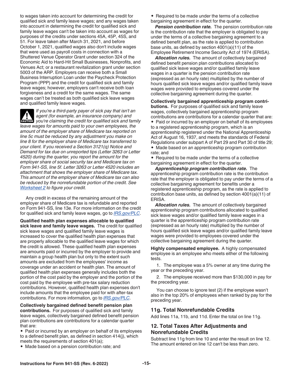 Instructions for IRS Form 941-SS Employers Quarterly Federal Tax Return - American Samoa, Guam, the Commonwealth of the Northern Mariana Islands, and the U.S. Virgin Islands, Page 15