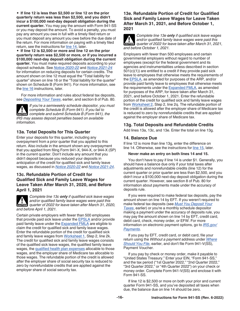 Instructions for IRS Form 941-SS Employers Quarterly Federal Tax Return - American Samoa, Guam, the Commonwealth of the Northern Mariana Islands, and the U.S. Virgin Islands, Page 16