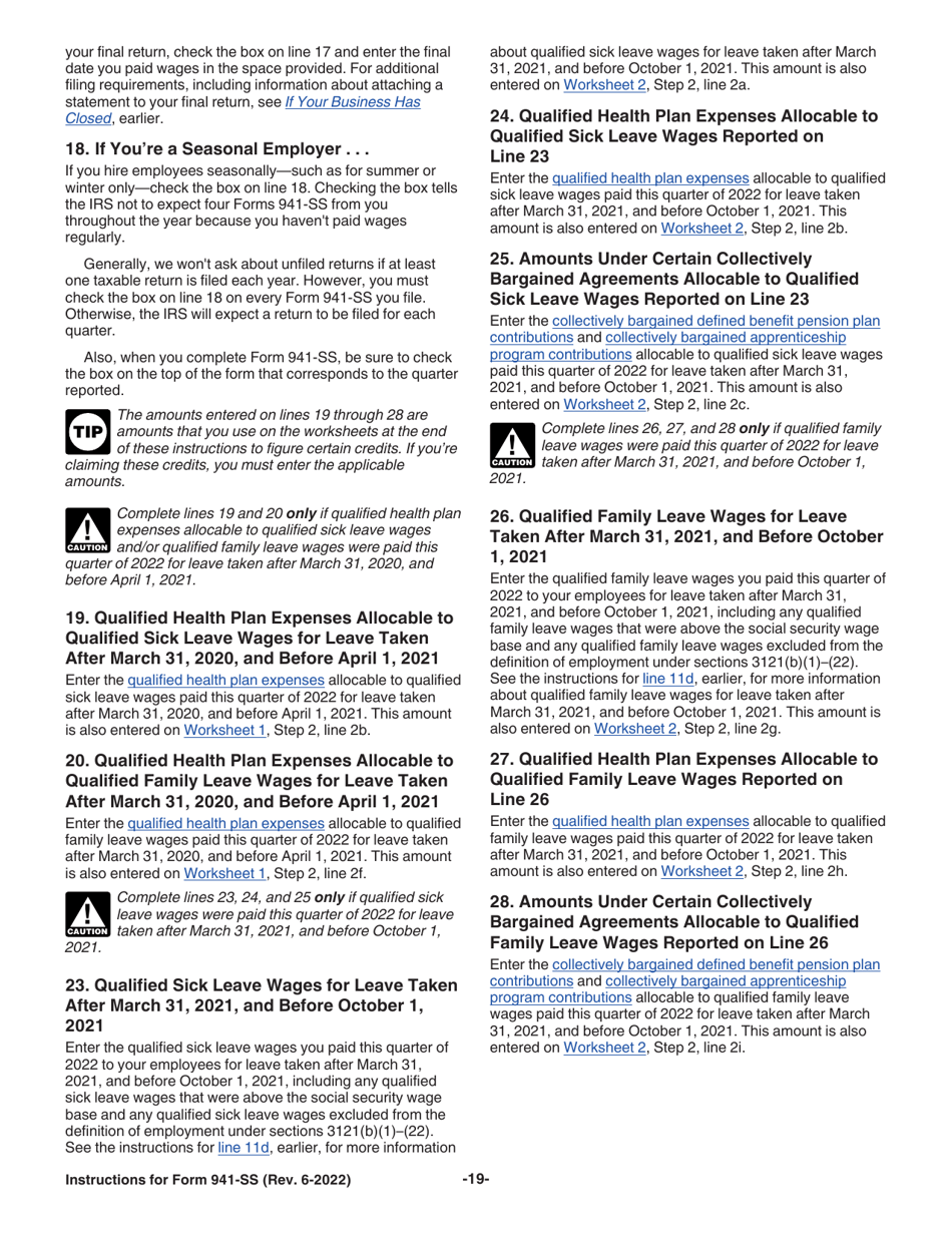 Instructions for IRS Form 941-SS Employers Quarterly Federal Tax Return - American Samoa, Guam, the Commonwealth of the Northern Mariana Islands, and the U.S. Virgin Islands, Page 19