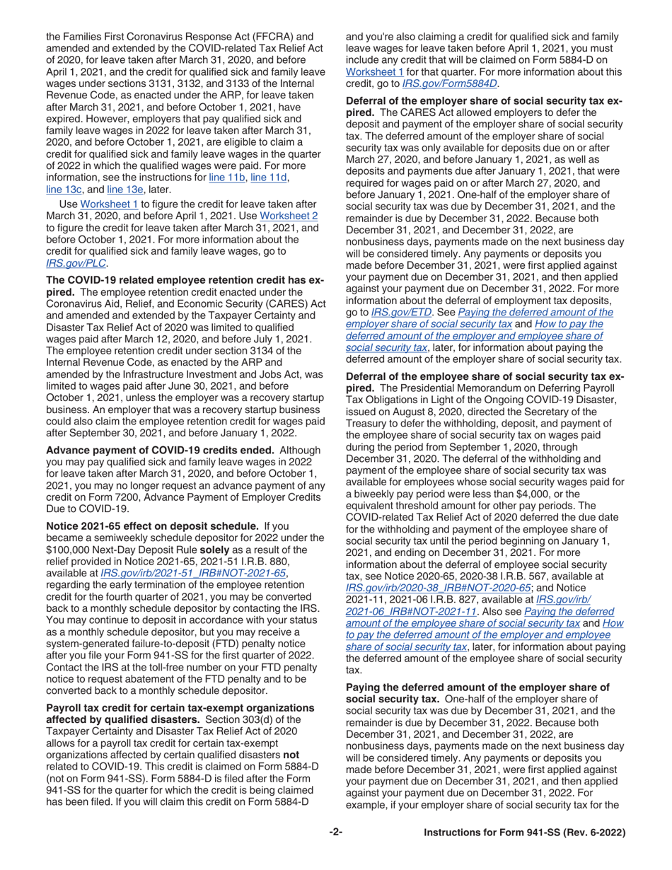 Instructions for IRS Form 941-SS Employers Quarterly Federal Tax Return - American Samoa, Guam, the Commonwealth of the Northern Mariana Islands, and the U.S. Virgin Islands, Page 2