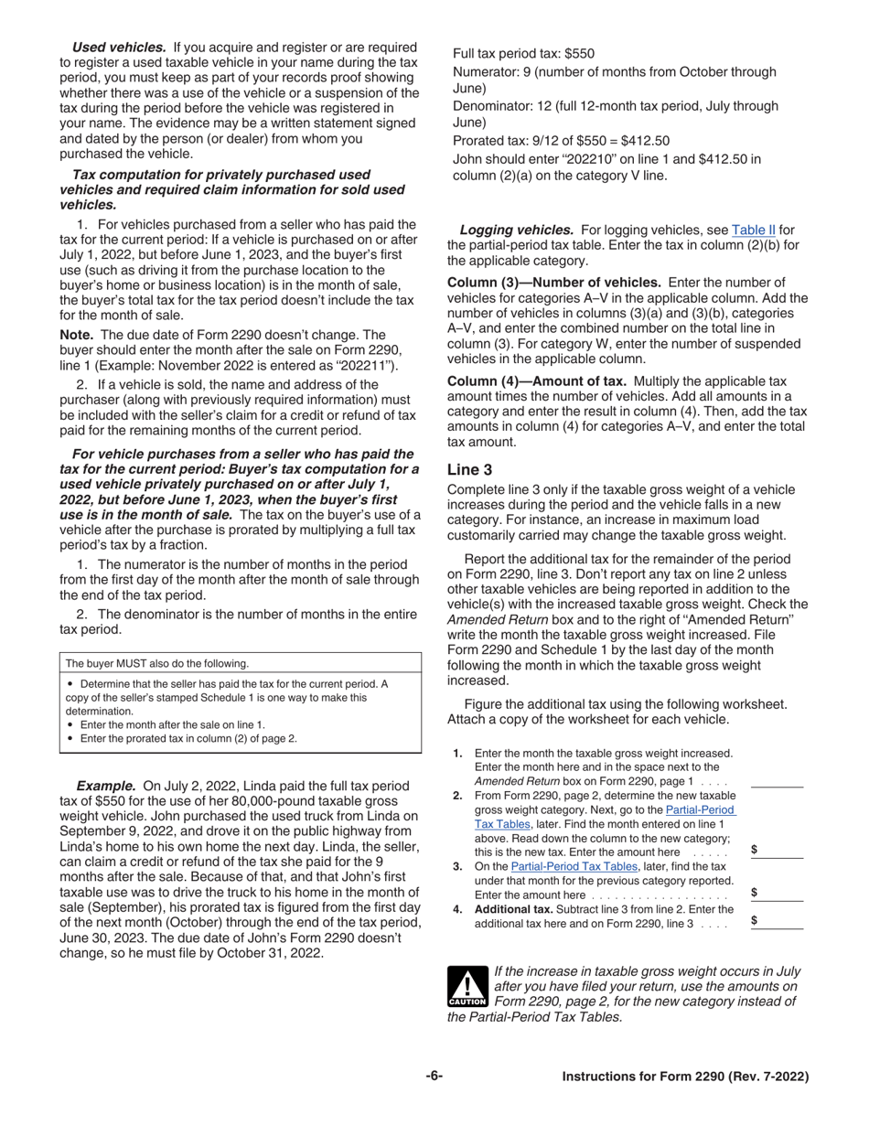 Download Instructions for IRS Form 2290 Heavy Highway Vehicle Use Tax