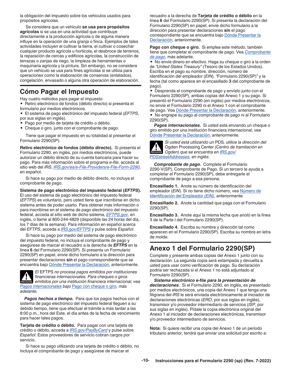 Instrucciones para IRS Formulario 2290 (SP) Declaracion Del Impuesto Sobre El Uso De Vehiculos Pesados En Las Carreteras (Spanish), Page 12