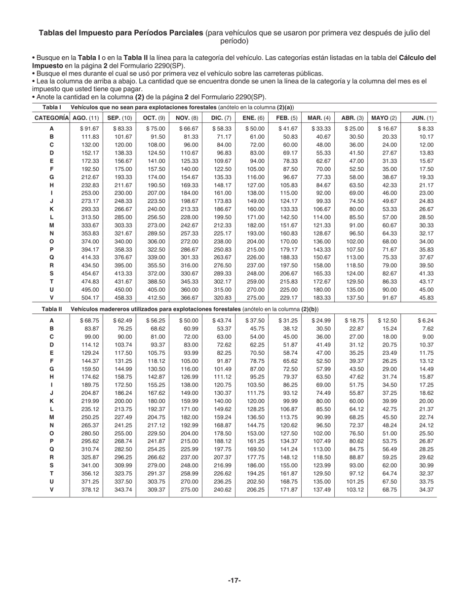 Instrucciones para IRS Formulario 2290 (SP) Declaracion Del Impuesto Sobre El Uso De Vehiculos Pesados En Las Carreteras (Spanish), Page 19