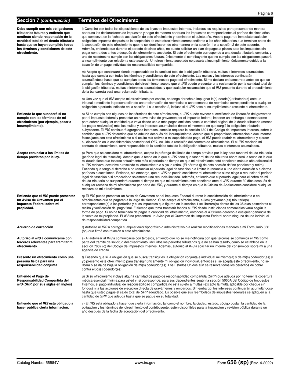 IRS Formulario 656 Ofrecimiento De Transaccion (Spanish), Page 7