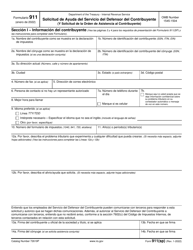 Document preview: IRS Formulario 911 Solicitud De Ayuda Del Servicio Del Defensor Del Contribuyente (Y Solicitud De La Orden De Asistencia Al Contribuyente) (Spanish)