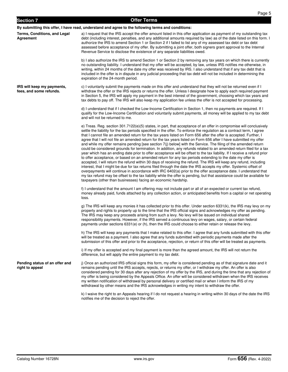 IRS Form 656 Offer in Compromise, Page 6