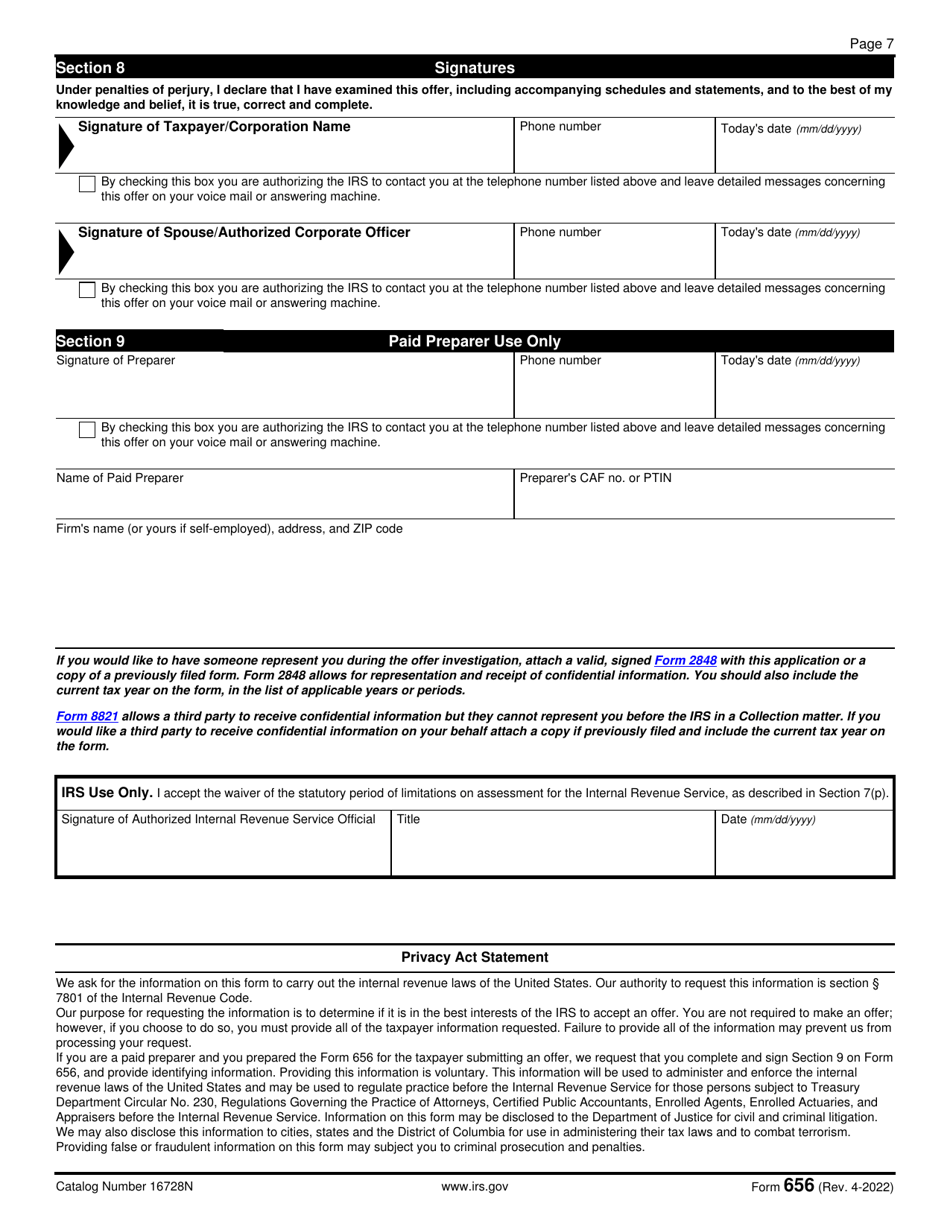 IRS Form 656 Offer in Compromise, Page 8
