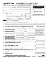 Document preview: IRS Form 941-SS Employer's Quarterly Federal Tax Return, 2022