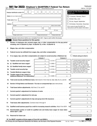 IRS Form 941 Employer&#039;s Quarterly Federal Tax Return