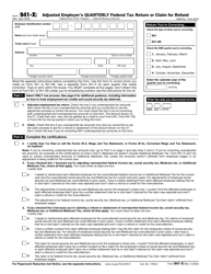 IRS Form 941-X Adjusted Employer&#039;s Quarterly Federal Tax Return or Claim for Refund