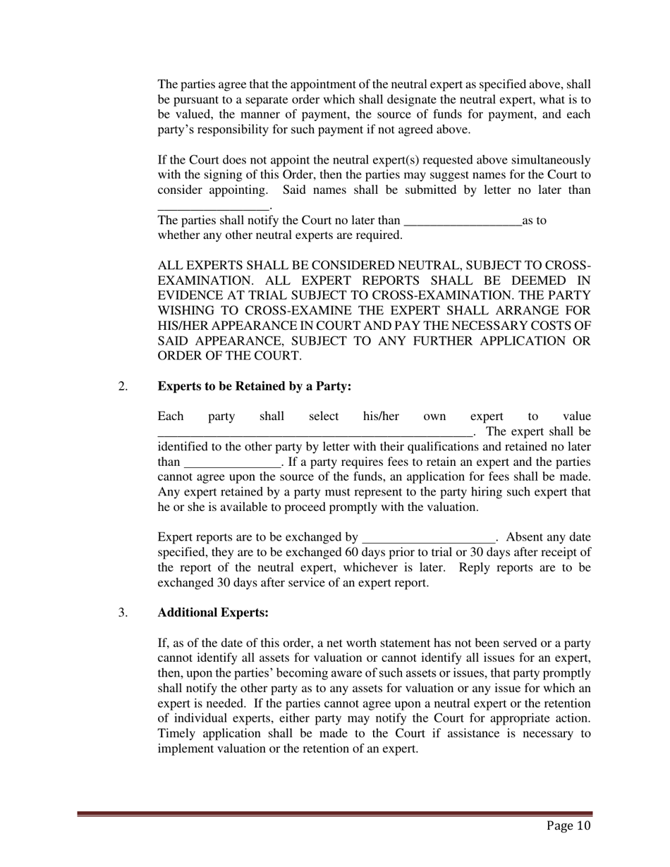 Preliminary Conference Stipulation / Order Contested Matrimonial - County of Suffolk, New York, Page 10