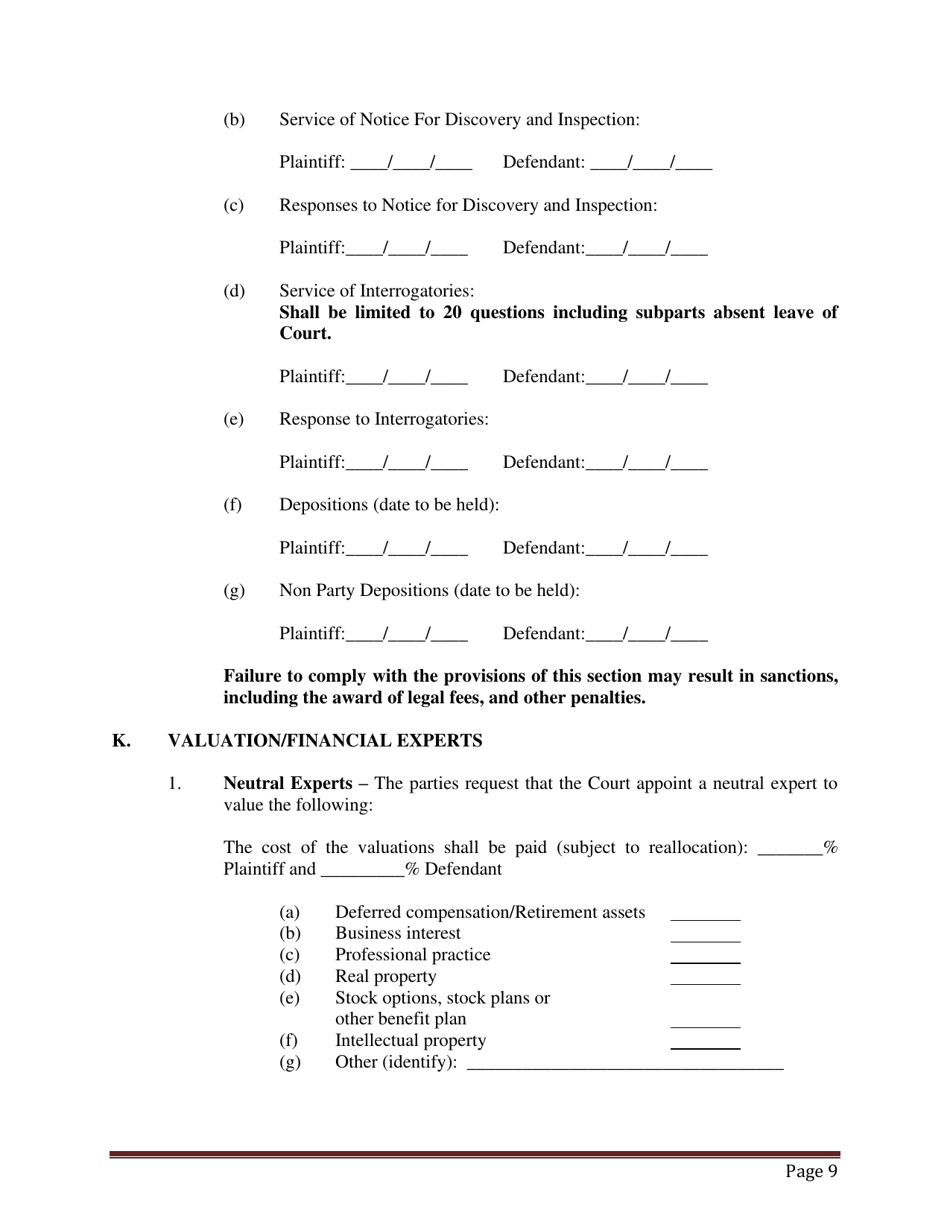 Preliminary Conference Stipulation / Order Contested Matrimonial - County of Suffolk, New York, Page 9