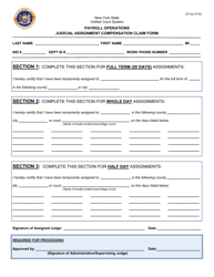 Form CP-33 Payroll Operations Judicial Assignment Compensation Claim Form - New York